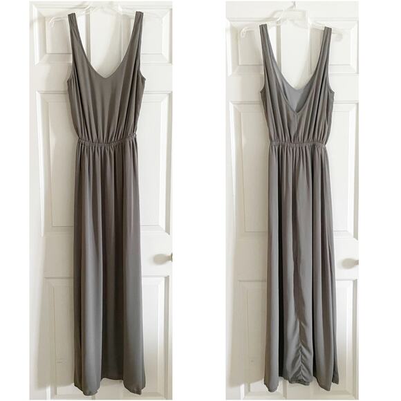 Show Me Your Mumu Kendall Maxi Dress Soft Charcoal Crisp - Picture 3 of 8